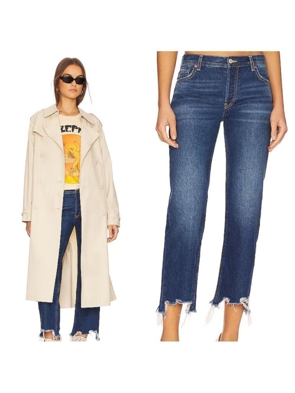 Free People Maggie Mid Rise Straight Jeans in Rolling River